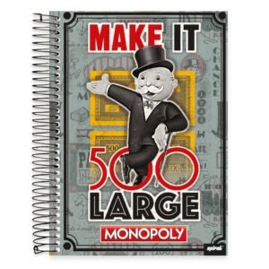 Caderno Universitário Capa Dura 10×1 200fl Monopoly 19477 Spiral Mnp PT 1 UN