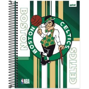 Caderno Universitário Capa Dura, 15 x 1, 240 Folhas, NBA Celtics, 2524796, Spiral Nba – PT 1 UN