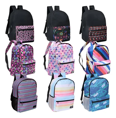 Mochilas Escolares/Trabalho Cores Variadas Desenho Do Tecido Lisa – Caixa com 10 Unidades