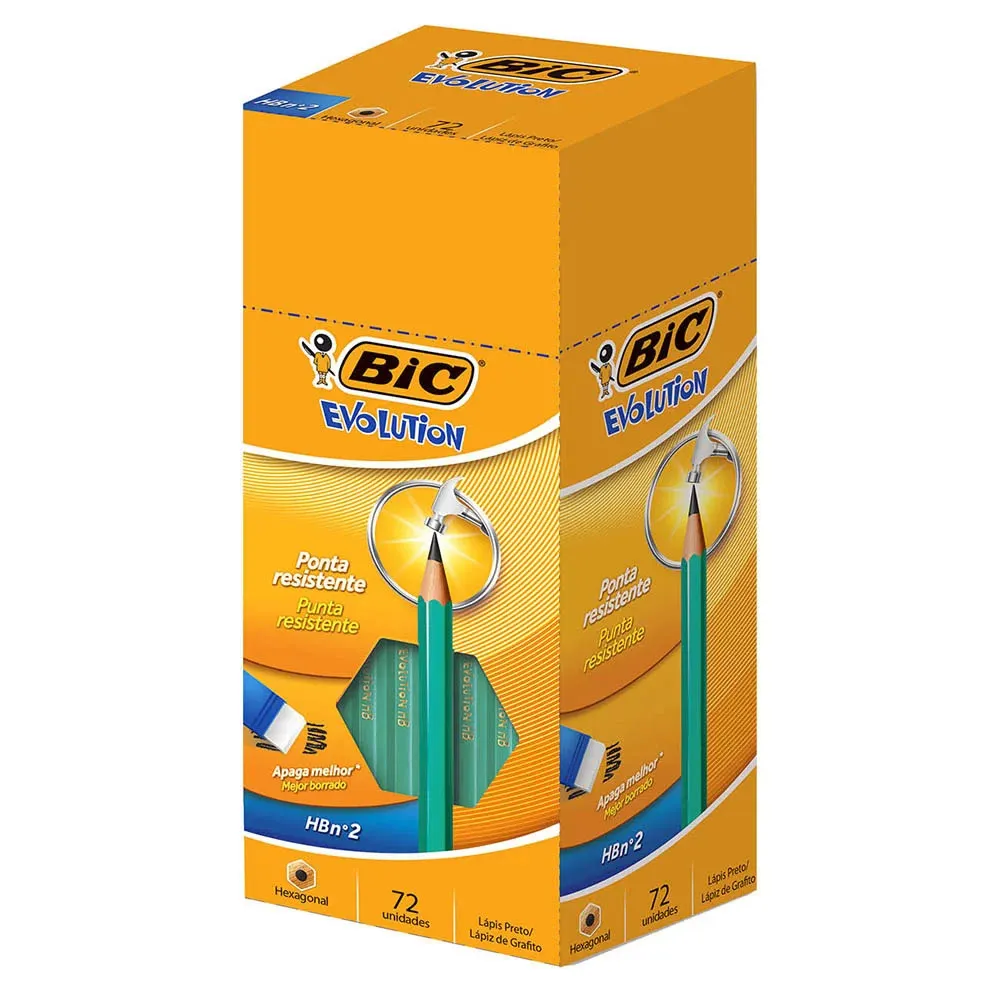 Lápis Preto Evolution HB/N2 Hexagonal Bic – Caixa Com 72 Unidades